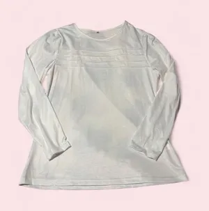 Women’s White Long-Sleeve Pintuck Tee thumbnail 1