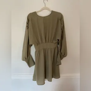 ASOS Sage Green Mini Dress Boho Quiet Luxury Parisian Scandi Old Money 8 Classic thumbnail 3