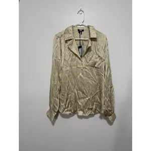 Paige‎ NWT Capriana Silk Button Down Shirt in Pale Olive/Marble Size XL thumbnail 2