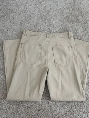 Cream Zara Faux Leather Straight Leg Jeans thumbnail 2