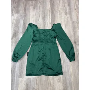 Lulus Got The Love Emerald Green Satin‎ Square Neck Mini Dress Size Small NEW thumbnail 5
