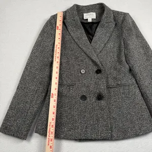 Anthropologie‎ Mare Mare Blazer Women XS Black White Tweed Double Breasted Femme thumbnail 6
