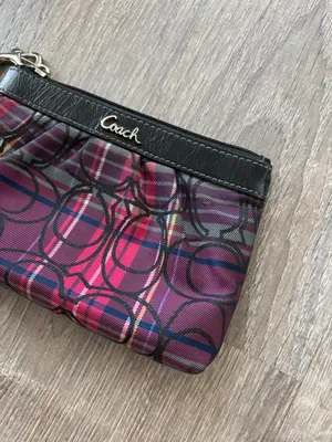 Vintage Y2k Coach Poppy Signature Plaid Tartan Pleated Wristlet Wallet thumbnail 6