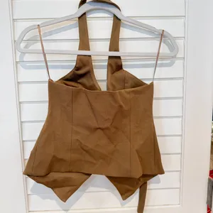 Zara Pocket Halter Vest Top Sz XS Khaki Preppy thumbnail 6