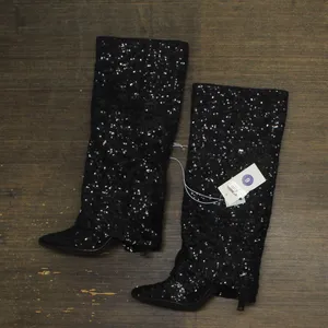 NWT a new day Womens Abba Sequin Foldover Tall Boots 91636693 Black 6M thumbnail 4