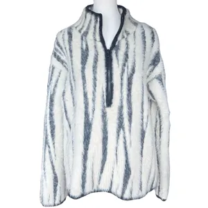 Anthropologie Cindy Eyelash Zebra 1/2 Zip Pullover Sz S‎ thumbnail 2