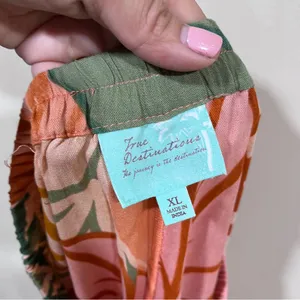 True Destinations Resort Wear Flare Pants Beach Palm Fronds Coverup sz XL thumbnail 7