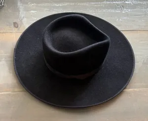 Lack of Color Black Australian Wool Rancher Hat Wide Brim Sz M thumbnail 1
