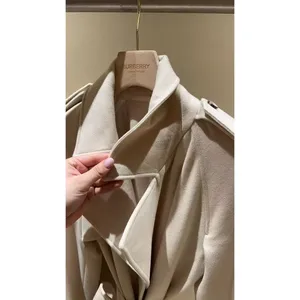 Burberry 100% Cashmere Trench Coat Candle Beige Wrap Belted 80979761006 US 6 NEW thumbnail 2