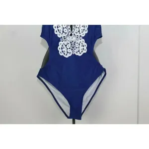 CUPSHE Women's Happy Ending Solid One-Piece Swimsuit Beach Swimwear Size M Blue thumbnail 3