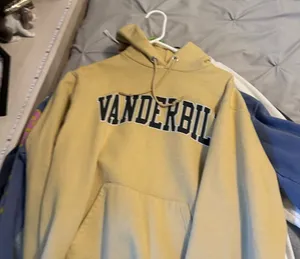 Champion Yellow Vanderbilt Pullover Hoodie with Navy Lettering thumbnail 1