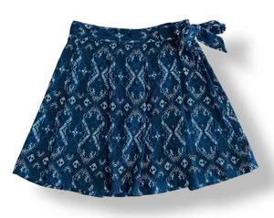 Abercrombie & Fitch Geometric Tie‎ Belt Mini Skirt Womens Size S Blue Cream thumbnail 1