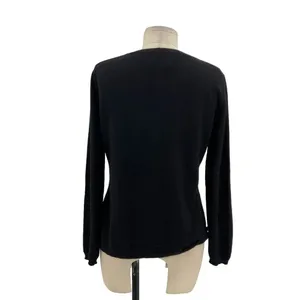 Qi Cashmere Classic Long Sleeve Cardigan Sweater Black Size Small‎ thumbnail 5