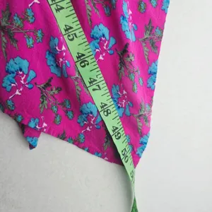 Maje 38G Rushia‎ Sleeveless Floral Print Dress Pink Blue Handkerchief Hem Small thumbnail 11