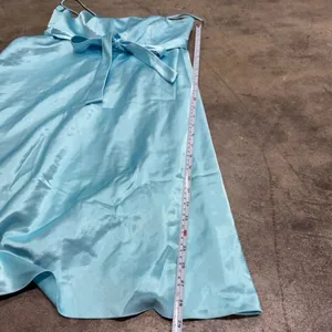 Vintage Turquoise blue satin coquette babydoll bow dress thumbnail 3