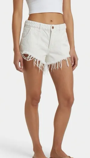 Abercrombie Fitch Festival Shorts Womens 10 White Fringe High Rise Button Zip thumbnail 1