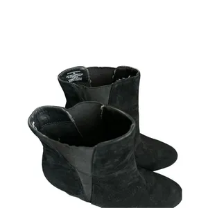 Steve Madden Effect suede leather slip on heeled boots sz 9 women’s biker edgy c thumbnail 6
