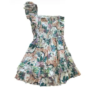Love‎ The Label Anthropologie 1-Shoulder Floral Mini Dress Medium Smocked Ruffle thumbnail 8