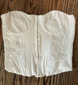 Olivaceous White Eyelet Strapless Corset thumbnail 1
