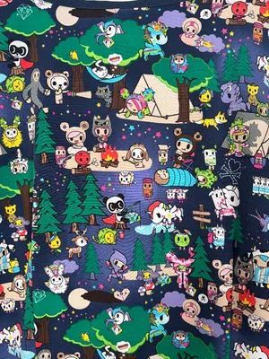 Koi Tokidoki Women L Summer Camp Eve Scrub Top Shirt Stretch Pockets Nursing thumbnail 5