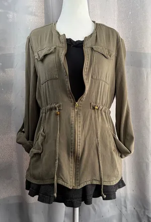 Guess Cargo Utility Jacket Women's M Green Viscose Military Gorpcore Retro Y2K thumbnail 1