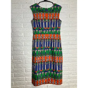 Boden‎ Sheath Dress Womens 6L Blue Green Orange Excellent Geometric Cotton WH664 thumbnail 6