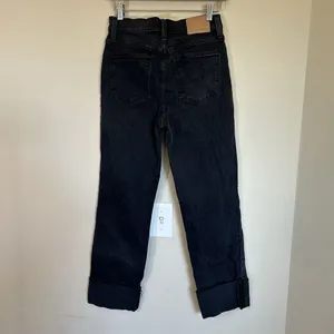 Denim Forum The Arlo High Rise Straight Leg Black Button Fly‎ Jeans Size 27 thumbnail 9