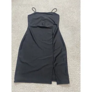 Elegant Black Strapless Bodycon Dress with Side Slit Size S thumbnail 2