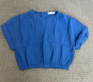 Zara Blue Short Sleeve Bubble Top thumbnail 1