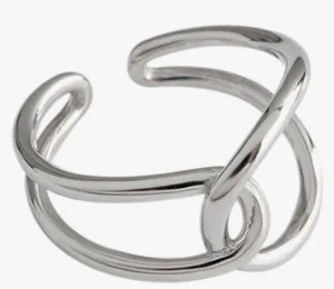 NEW Unisex Minimalist Knot‎ 925 Silver Ring, Adjustable thumbnail 1