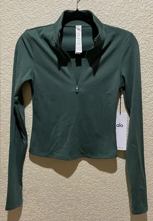 ALO Yoga Softsculpt Precision 1/4 Zip Long Sleeve Clover Green Size S thumbnail 1