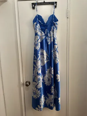 Sincerely Jules floral satin dress white and blue size M thumbnail 4