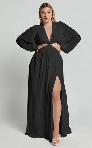 New Showpo Paige Maxi Dress Side Cut Out Balloon Sleeve Dress -Large MSRP $119 thumbnail 3
