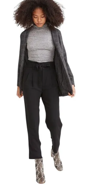 Madewell Drapey Paperbag Business Casual Black High Rise Waist Pants 6 thumbnail 1