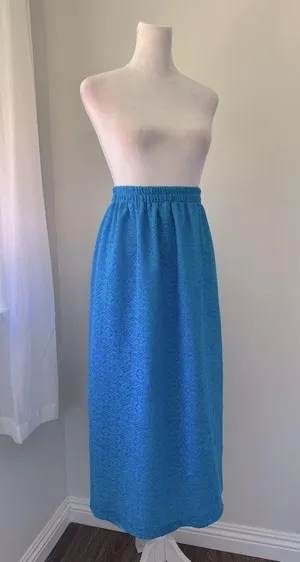 Cerulean Blue Lace Elastic Waist Maxi Skirt thumbnail 5