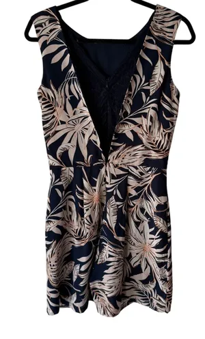 Vero Moda Tropical Romper Size S‎ Navy Palm Print Blue Lace Back Coastal Chic thumbnail 1
