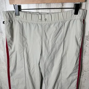 Vintage Y2k Express Cream Red Stripe Sweat Pants Wide Leg Womens Medium‎ thumbnail 3