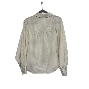 Max Studio London Button Down Shirt Medium Ivory Striped thumbnail 8