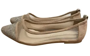 Juicy Couture Penny Rhinestone Mesh Ballet Flats Sheer Beige Womens Size 7 Y2K thumbnail 1