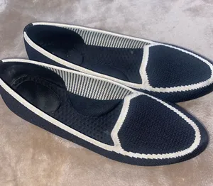 Kelly & Katie Black Knit Ballet Flats with Cream Trim thumbnail 1