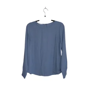 Maurices Delton Blouse Solid Light Blue Button Back Long Sleeve thumbnail 3