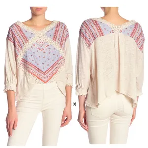 Free People Prairie Days 3/4th Sleeve Boho Blouse thumbnail 2