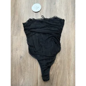Oh Polly Black Elysia Bodysuit Bandeau Bodysuit Women's Size 6 NEW‎ thumbnail 3