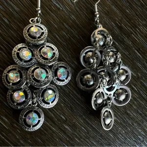 NEW Necklace and earrings Set, AB rhinestones and silver tone metal, custom thumbnail 8