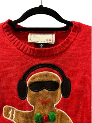 Derek Heart DJ Gingerbread House Music Ugly Christmas Sweater Red Small Womens thumbnail 7