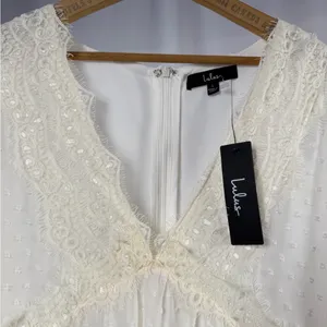 NWT Lulu's Wistful Moment Swiss Dot Long Sleeve Dress in‎ Cream Size Large thumbnail 3