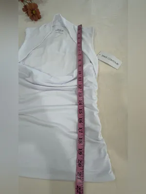 White Sleeveless Ruched Halter Blouse thumbnail 4