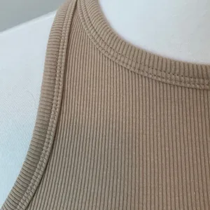 Zara Ribbed Knit Beige Crop Racer Back Tank Top Womens Medium thumbnail 2