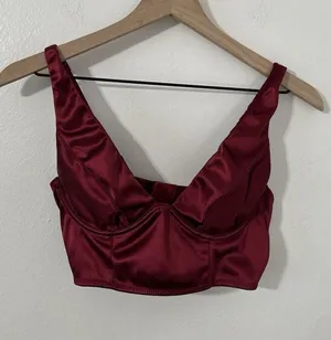 Urban Outfitters Out From Under Maroon Corset Bustier Top Med Sexy Crop Silk thumbnail 1