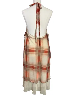 Free People Retro 90s Grunge Seeing Double Plaid Layered Midi Slip Dress Medium thumbnail 6